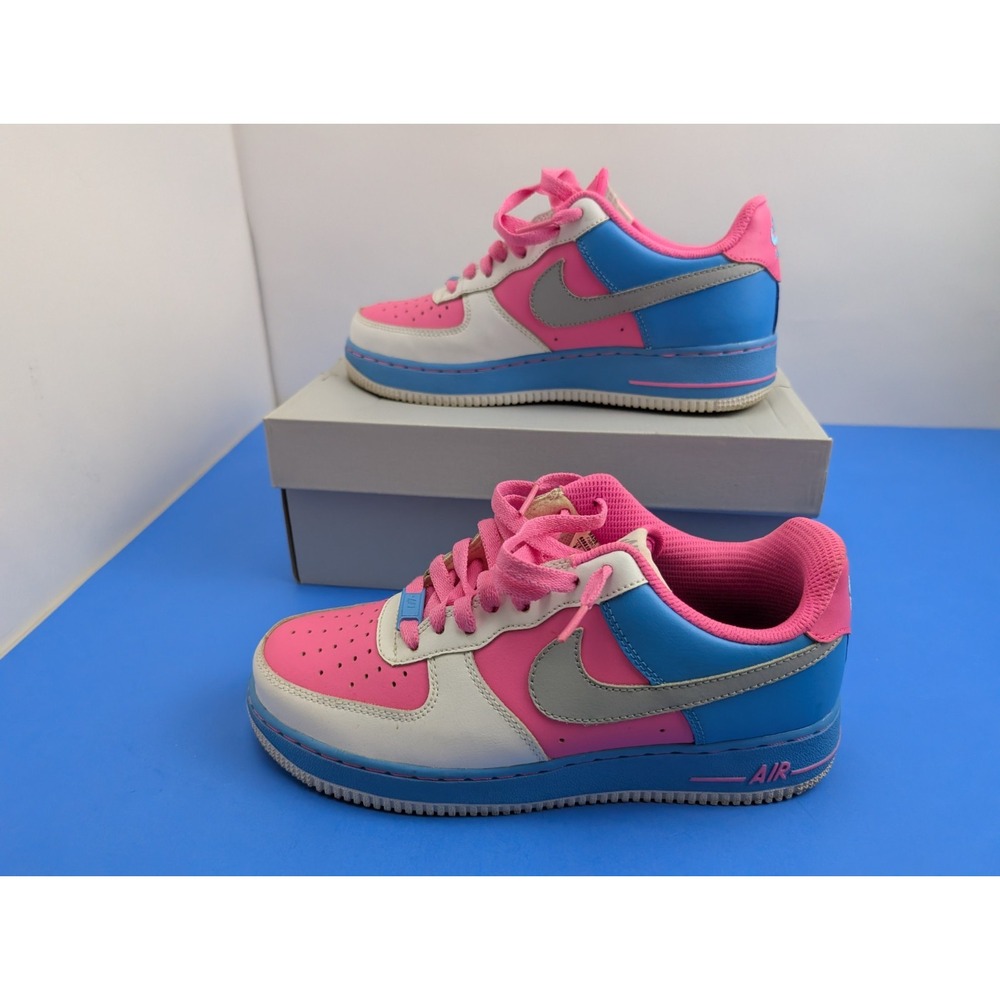 2014 NikeId Air Force 1 Custom Womens Shoes Size 8 Pink Blue 635310-992 Rare